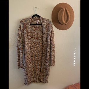 Long multicolor cardigan with pockets